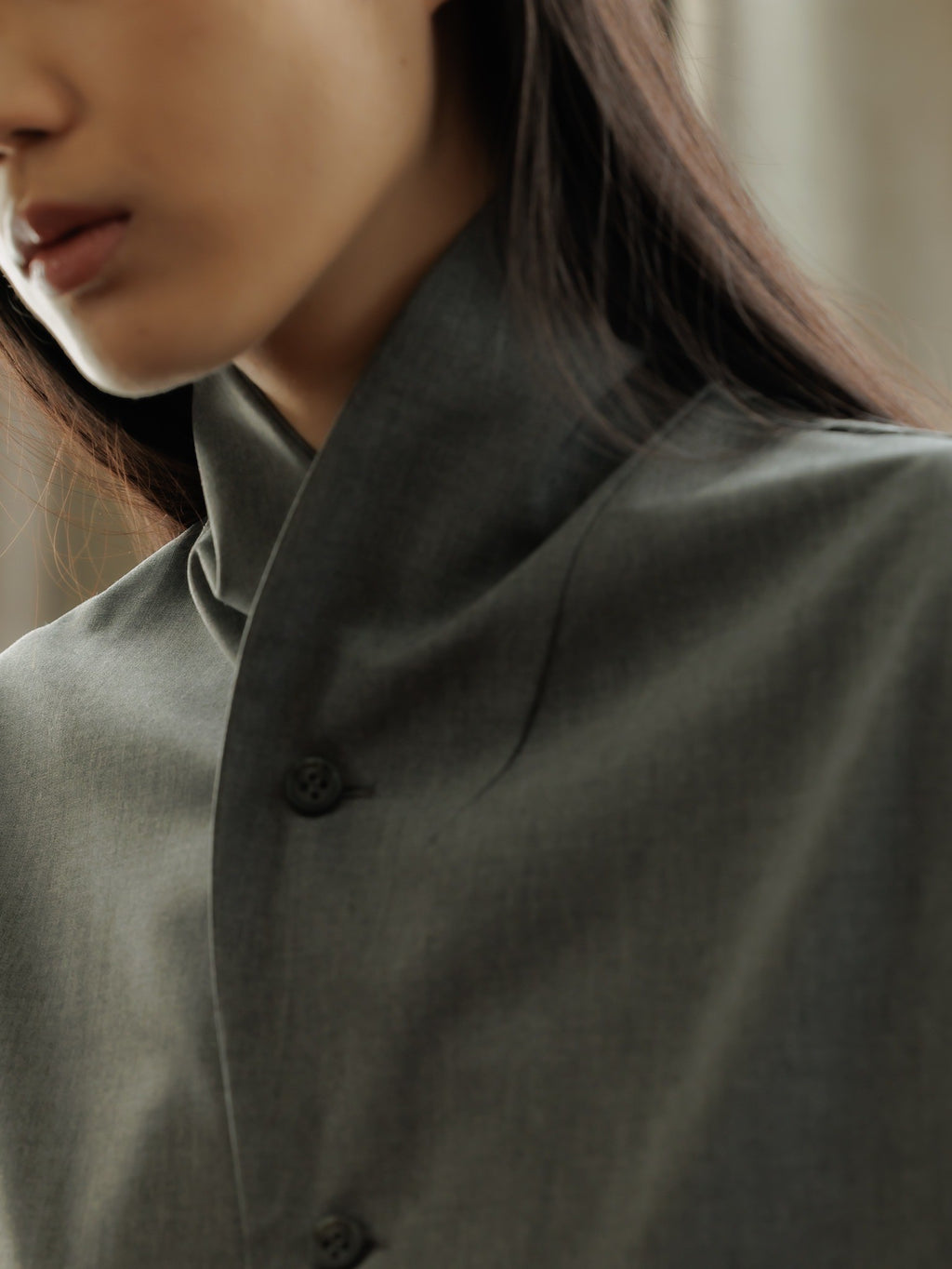 shawl collar shirt jacket (gray)