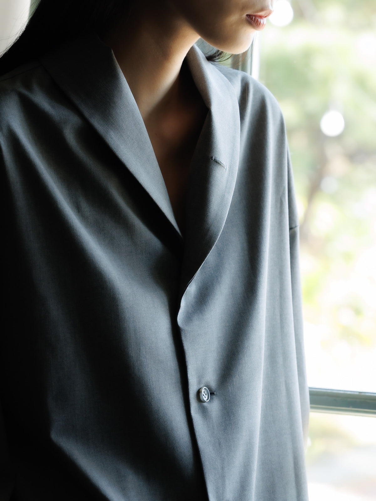 shawl collar shirt jacket (gray)
